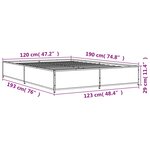 vidaXL Cadre de lit sonoma gris 120x190 cm bois d'ingénierie et métal