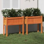 vidaXL Jardinières 2 Pièces avec pieds cire marron bois de pin massif