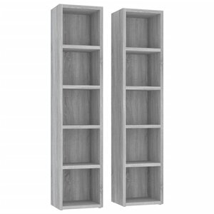 vidaXL Armoires à CD 2 Pièces Sonoma gris 21x16x93 5 cm Bois d'ingénierie