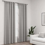 vidaXL Rideaux occultants aspect lin avec crochets 2Pièces Gris 140x225cm