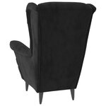 vidaXL Fauteuil à oreilles avec tabouret noir velours