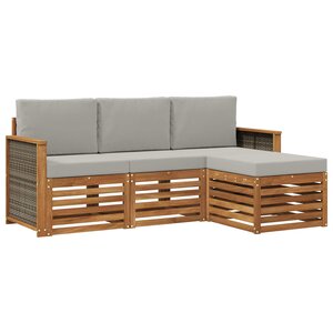 vidaXL Ensemble de canapés d'extérieur 4 pc Naturel et gris clair