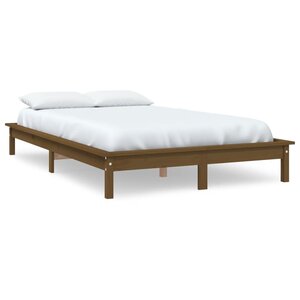 vidaXL Cadre de lit sans matelas marron miel 120x200 cm bois massif