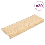 vidaXL Tapis d'escalier 20 pièces 65 x 21 x 4 cm Crème Bord rectangulaire
