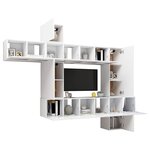 vidaXL Ensemble de meubles TV 10 Pièces Blanc Bois d'ingénierie