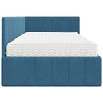 vidaXL Cadre de lit d'angle avec matelas Bleu 90 x 200 cm Velours