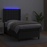 vidaXL Sommier à lattes de lit matelas LED Noir 100x200cm Similicuir