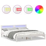 vidaXL Cadre de lit avec des lumières à LED Blanc bois
