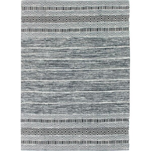 Tapis Terra - 120 x 170 cm - Bande extérieure blanc et noir