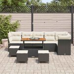 vidaXL Ensemble de canapé de jardin avec coussin 10 Pièces Noir et crème