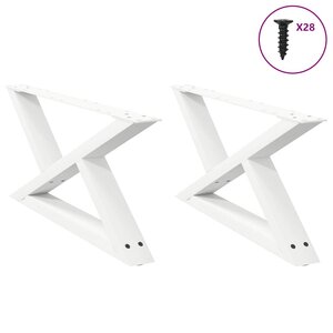 vidaXL Pieds de table basse 2 pièces Blanc 70 x (30-31 3) cm Acier