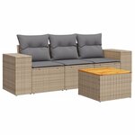 vidaXL Salon de jardin avec coussins 4 Pièces beige résine tressée