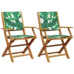 vidaXL Chaises de jardin lot de 2 motif de feuilles acacia et tissu