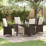 vidaXL Ensemble de salle à manger pour jardin 5 Pièces Marron Poly rotin