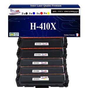 T3AZUR -5x Toners compatibles avec CF410X CF411X CF412X CF413X 410X pour HP Color LaserJet Pro MFP M377dw M477fdn M477fdw M477fnw