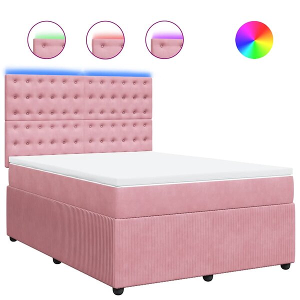 vidaXL Sommier à lattes de lit avec matelas Rose 160x200 cm Velours