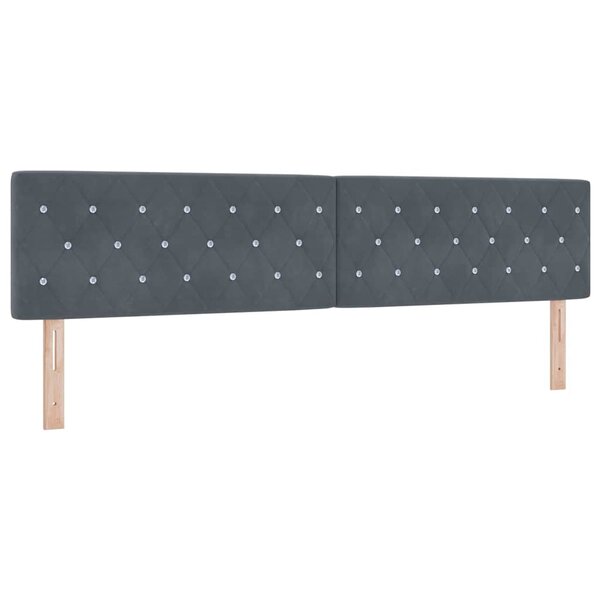vidaXL Tête de lit LED avec des boutons en cristal  capitonnée  gris foncé  100 cm  en velours.