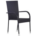 vidaXL Ensemble de salle à manger pour jardin 3 Pièces Noir Poly rotin