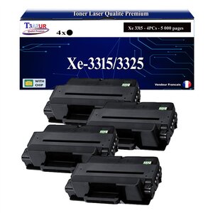 T3AZUR -4x Toners compatibles avec Xerox WorkCentre 3315  3325 (106R02311/106R02313/106R02309) - Noir