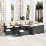 vidaXL Ensemble de canapé de jardin avec coussin 12 Pièces Noir et crème