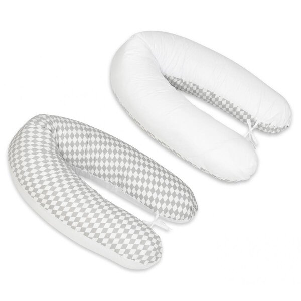Coussin maternité pre/post natal usages multiples Losanges gris et blancs   blanc