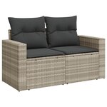 vidaXL Salon de jardin 5 Pièces avec coussins gris clair résine tressée