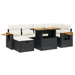 vidaXL Salon de jardin 7 Pièces avec coussins noir résine tressée
