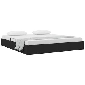 vidaXL Lit de Rangement avec tête de lit Noir 180 x 200 cm tissu
