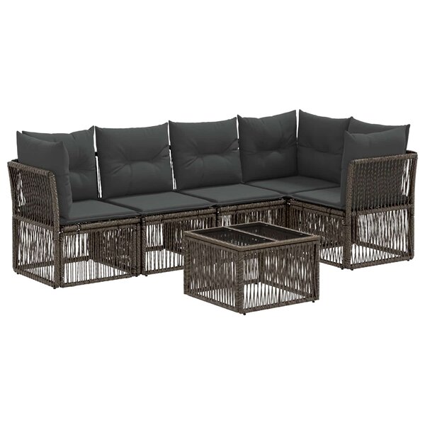 vidaXL Ensemble de canapé de jardin 6 pc Gris polyrotin