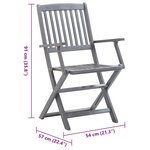 vidaXL Chaises pliables d'extérieur lot de 2 et coussins Bois d'acacia
