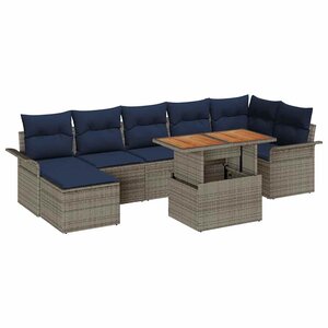 vidaXL Ensemble de canapé de jardin 8 Pièces Gris Poly rotin