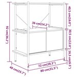 vidaXL Étagère à 3 niveaux armoire 80x40x92 cm Acier bois d'ingénierie