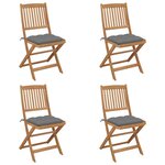 vidaXL Chaises pliables de jardin lot de 4 avec coussins Bois d'acacia