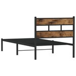 vidaXL Cadre de lit en métal sans matelas chêne fumé 107x203 cm
