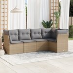 vidaXL Salon de jardin avec coussins 5 Pièces beige résine tressée