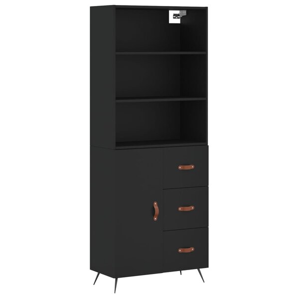 vidaXL Buffet haut Noir 69 5x34x180 cm Bois d'ingénierie