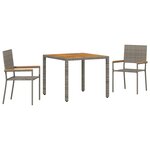 vidaXL Ensemble de salle à manger pour jardin 3 Pièces Gris
