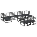 vidaXL Ensemble de canapé de jardin avec coussin 10 Pièces Noir Aluminium