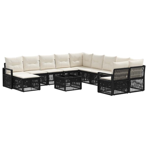 vidaXL Ensemble de canapé de jardin 12 pc Noir polyrotin