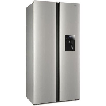 CONTINENTAL EDISON CERA612APPIX Réfrigérateur américain 612 L distributeur d’eau L 91,1 cm x P 74,6 cm x H 178 cm inox