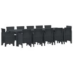 Ensemble de salle à manger de jardin 13 pièces avec coussins en poly rattan anthracite