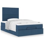 vidaXL Cadre de lit ottoman avec matelas bleu 120x190 cm tissu
