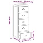 vidaXL Commode avec tiroir Marron 45 x 35 x 110 cm Bois de teck massif