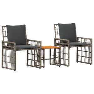 vidaXL Ensemble de meubles d'extérieur 3 Pièces Noir et Gris foncé