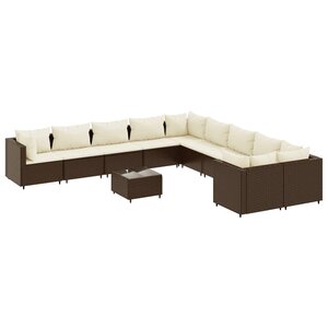 vidaXL Salon de jardin et coussins 11 Pièces marron résine tressée