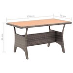 vidaXL Table de jardin Gris 120x70x66 cm Résine tressée