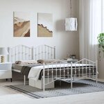 vidaXL Cadre de lit métal sans matelas et pied de lit blanc 135x190 cm