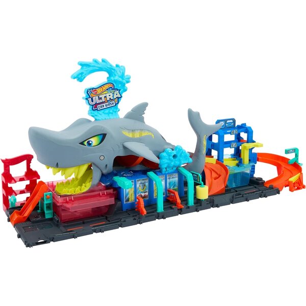 Mattel HTN82 - Hot Wheels City-Station De Lavage Requin Coffret Voiture