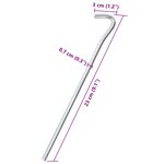 vidaXL Piquets de tente 25 Pièces 23 cm Ø7 mm acier galvanisé