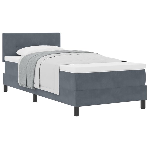 Lit avec sommier et matelas vidaXL Gris foncé Simple Velours